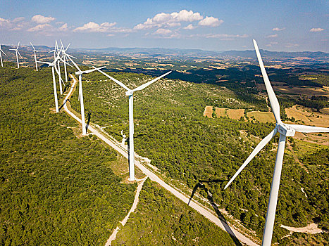 风轮机,山顶,雷瑞达省,加泰罗尼亚,西班牙