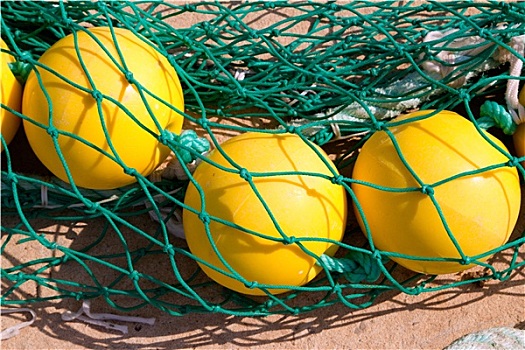 渔网,黄色,浮漂