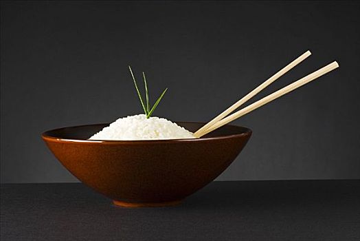 碗,米饭,筷子,细香葱,装饰