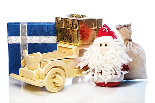 圣诞老人,木质,汽车,礼盒,袋