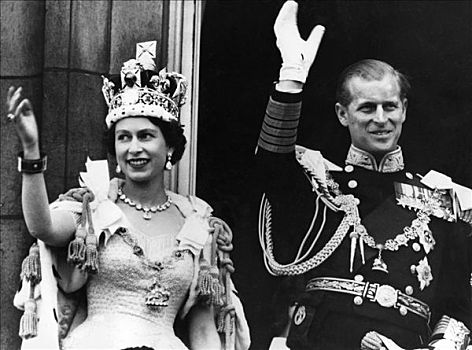 伊丽莎白二世女王,爱丁堡公爵,加冕,白天,白金汉宫