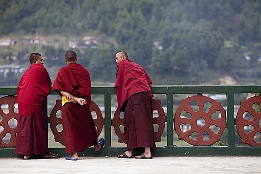 僧侣,寺院,靠近,不丹