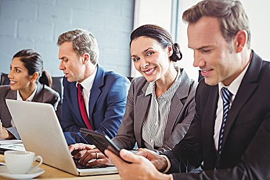 商务人士,会议室,职业女性,数码,笔记本电脑,互动,背景
