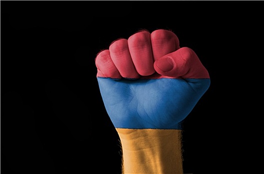 拳头,涂绘,彩色,亚美尼亚,旗帜