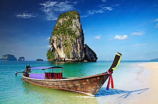 热带沙滩,船,安达曼海,泰国