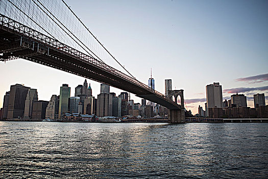 布鲁克林大桥,曼哈顿,黄昏,纽约,美国