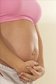 孕妇,接触,腹部