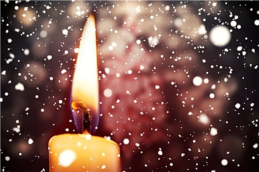 雪,落下,蜡烛,燃烧
