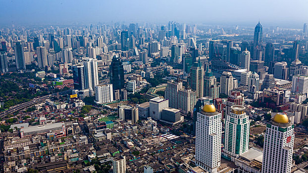 曼谷,泰国,十二月,城市,鸟瞰,建筑