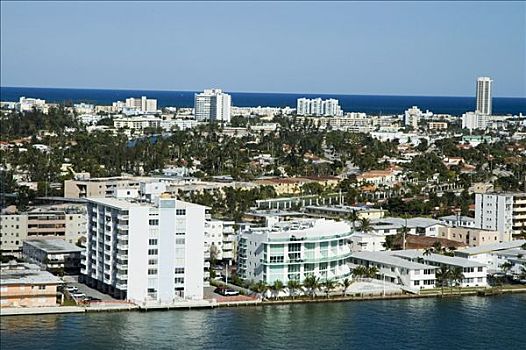 俯拍,城市,水岸,迈阿密,佛罗里达,美国