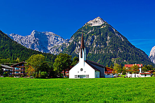 阿尔卑斯山,乡村,大教堂,风景