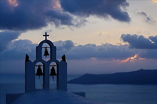 教堂,钟,锡拉岛,希腊