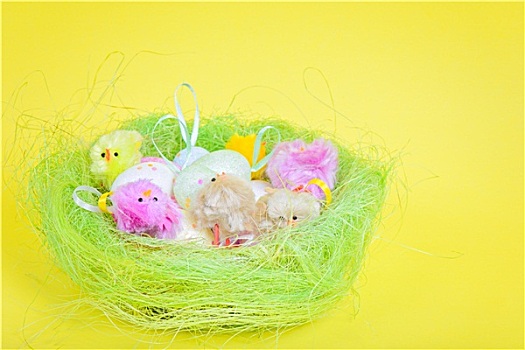 复活节彩蛋,鸡,鸟窝