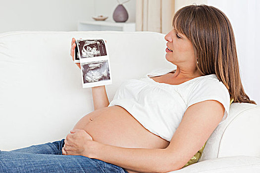 高兴,孕妇,看,超声波扫描