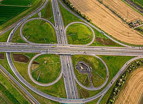 十字架,高速公路,连通,道路,坡道,苜蓿叶,鲁尔区,北莱茵威斯特伐利亚,德国