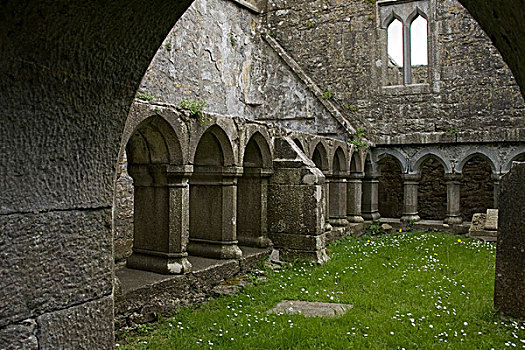 爱尔兰,戈尔韦,石头,拱,柱子,室内,遗址