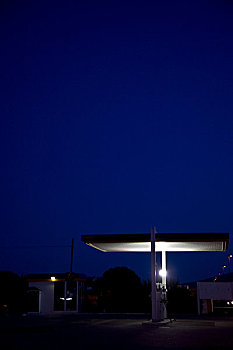 空,加油站,夜晚