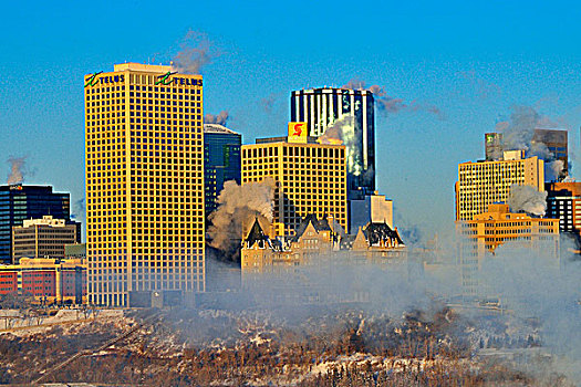 冬季风景,图像,市区,摩天大楼,首都,艾伯塔省,加拿大