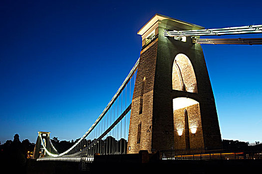 英格兰,布里斯托尔,克利夫顿,吊桥,跨越,峡谷,夜晚,桥,设计,英国,5岁,死亡