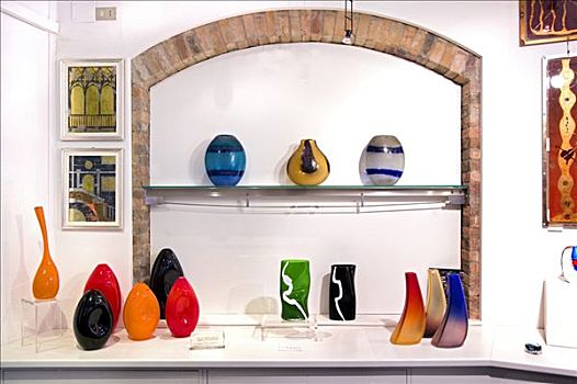 花瓶,商业街廊,里贾纳,玻璃,艺术,慕拉诺,威尼斯泻湖,意大利,欧洲