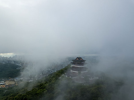 广东惠州高榜山挂榜阁云海航拍风光