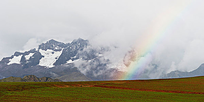 彩虹,上方,山谷,风景,圣谷,秘鲁