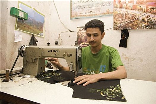 裁缝,缝纫机,店,也门,中东