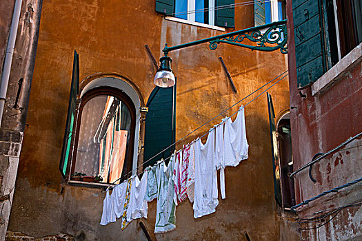 夜光,户外,洗衣服,悬挂,弄干,威尼斯,意大利