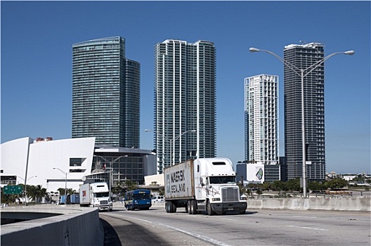 卡车,桥,迈阿密,佛罗里达,美国