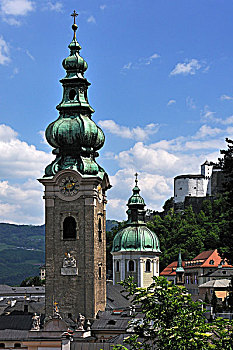 风景,霍亨萨尔斯堡城堡,城堡,背影,萨尔茨堡,萨尔茨堡省,奥地利,欧洲