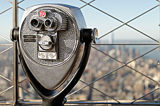 硬币,双筒望远镜,帝国大厦,纽约,曼哈顿,美国