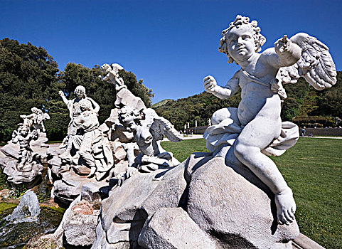 雕塑,喷泉,宫苑,宫殿,卡塞塔,世界遗产,坎帕尼亚区,意大利,欧洲