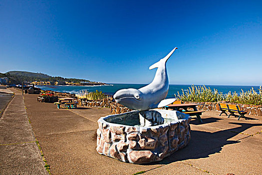 雕塑,鲸,海岸,湾,俄勒冈,美国