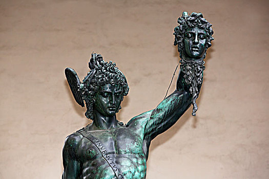 雕塑,头部,美杜沙,市政广场,世界遗产,历史,中心,佛罗伦萨,托斯卡纳,意大利,欧洲