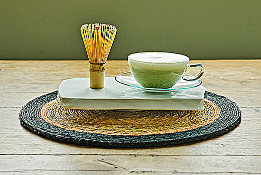 抹茶,日本绿茶,玻璃杯,茶,搅拌器,靠近