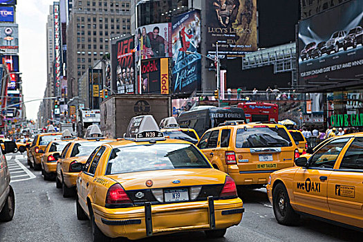 黄色,出租车,南,时代广场,纽约,美国