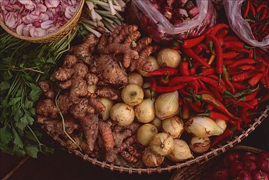 越南,湄公河三角洲,蔬菜,调味品,出售