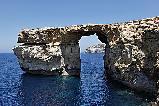 石头,拱形,蔚蓝,窗户,地中海,靠近,戈佐,马耳他