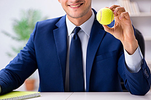 年轻,商务人士,网球,工作,办公室