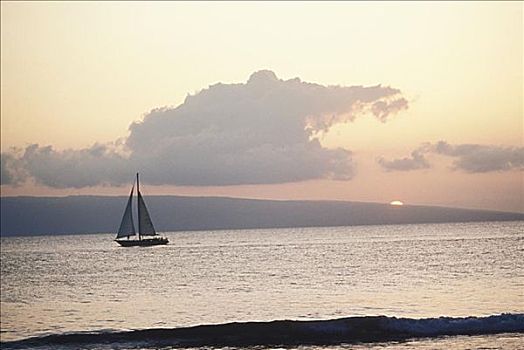帆船,海中,夏威夷,美国
