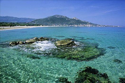 法国,科西嘉岛,海滩,蓝色海洋