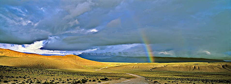 土路,彩虹,高原,智利,靠近,大