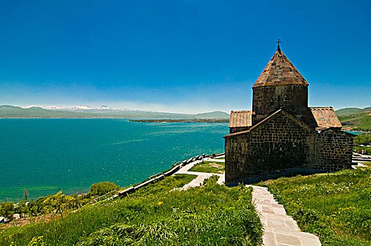 寺院,湖,亚美尼亚