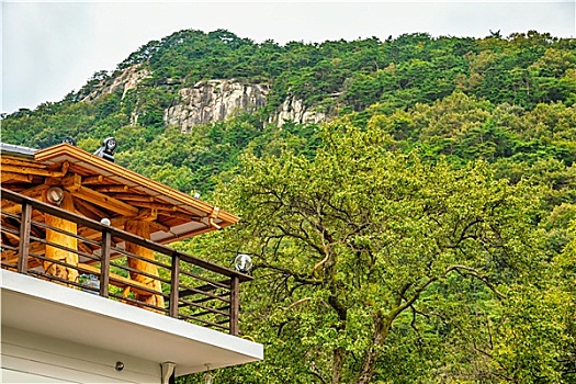 平台,房顶,风景,山,韩国