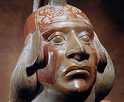 陶瓷,肖像,罐,脸,贵族,秘鲁