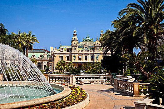 喷泉,花园,围绕,摩纳哥