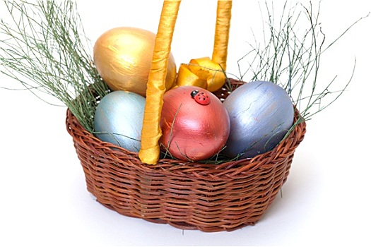 彩色,涂绘,复活节彩蛋,篮子