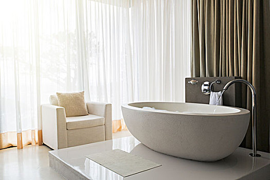 现代,豪华,浴室,浴缸,扶手椅