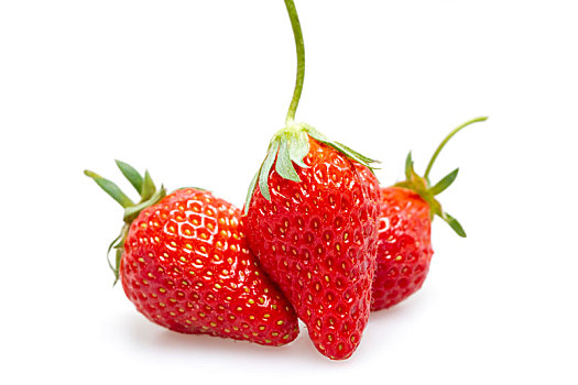 白色背景,草莓