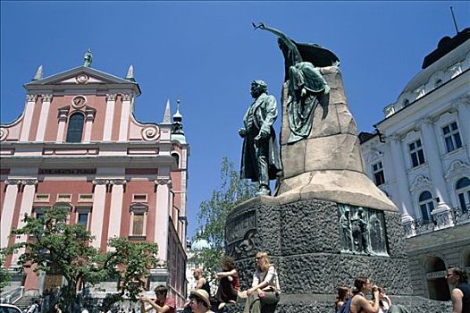 雕塑,圣芳济修会,教堂,卢布尔雅那,斯洛文尼亚